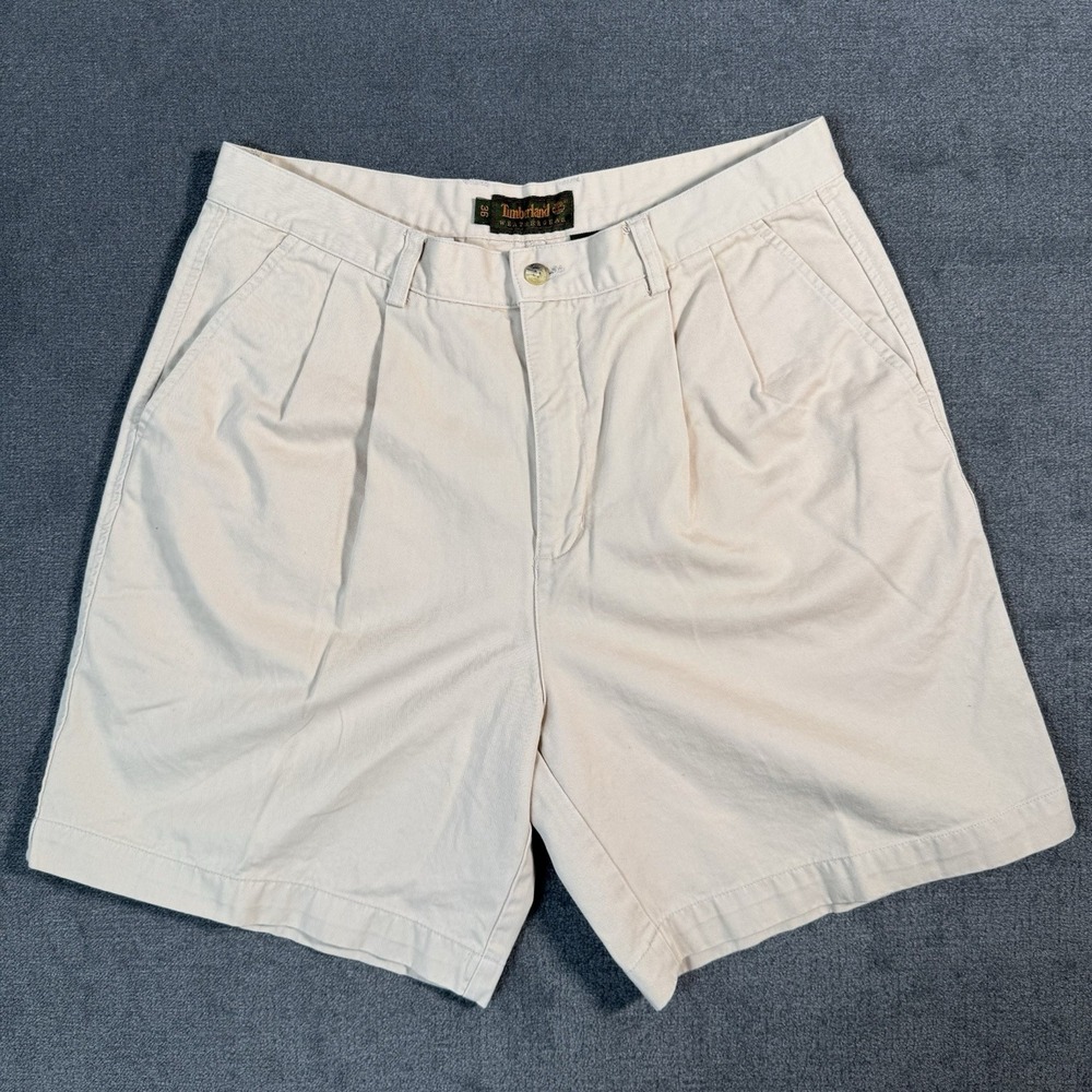 Vintage Timberland Shorts Men's 34 (Tag 36) Stratham Pleated Twill Shorts Beige